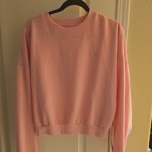 ALO Yoga Cropped Crewneck Sweatshirt - Sweet Pink